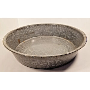 Graniteware Pan/Bowl Gray Enamelware 9" Vintage Farmhouse